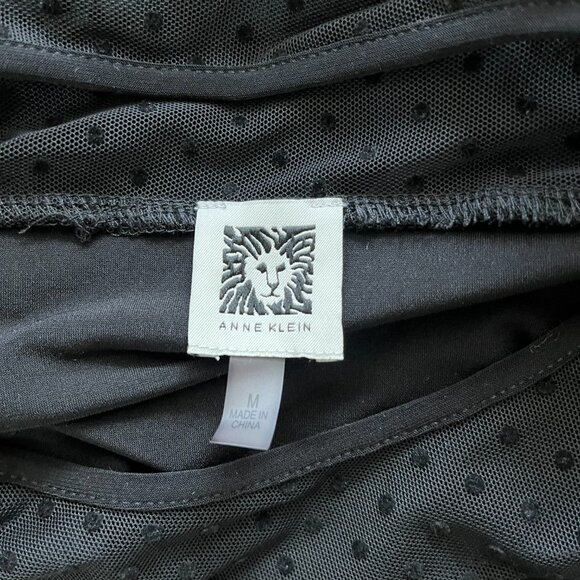 Ann Klein Med Black Knit with Sheer Shoulders Tee EUC - Picture 7 of 7